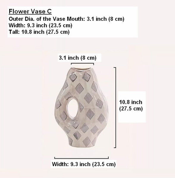 Porcelain Flower Vases, Flower Vases on Table, Contemporary Vases for Modern Home Decor, Ceramic Bouquet Vases, Dining Table Centerpiece-Art Painting Canvas
