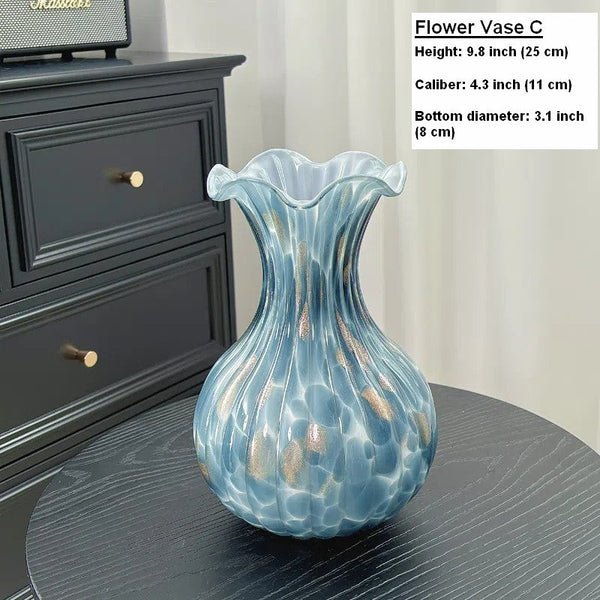 Modern Glass Bud Vases, Centerpiece Vases on Table, Handmade Liuli Vases, Color Glaze Vase, Contemporary Vases for Modern Home Decor-Art Painting Canvas
