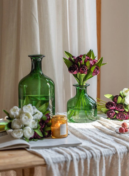 Purple Tulip Flowers, Bedroom Flower Arrangement Ideas, Spring Artificial Floral for Dining Room Table, Simple Modern Floral Arrangement Ideas for Home Decoration-Art Painting Canvas