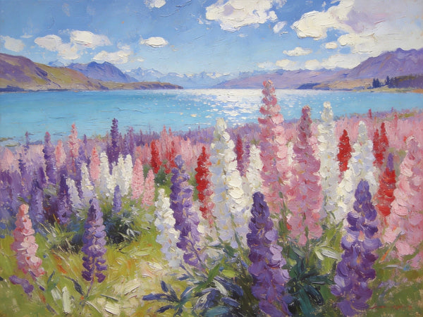 Original Landscape Paintings, Buy Painting Online, New Zealand's Mountain Lake Bliss, Small Oil Paintings, Hand Painted Canvas Art, Heavy Texture Artwork-Art Painting Canvas