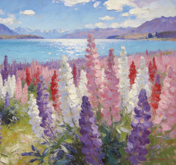 Original Landscape Paintings, Buy Painting Online, New Zealand's Mountain Lake Bliss, Small Oil Paintings, Hand Painted Canvas Art, Heavy Texture Artwork-Art Painting Canvas
