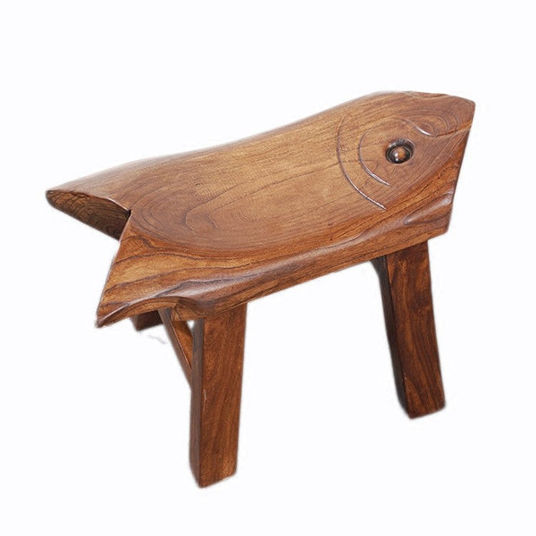 Solid Wood low Stool, Creative Shoe-changing Stool, Handmade Vintage Old Elm Wood Stool, Children's Wooden Stool, Sofa Stool, Dining Table Stool-Art Painting Canvas