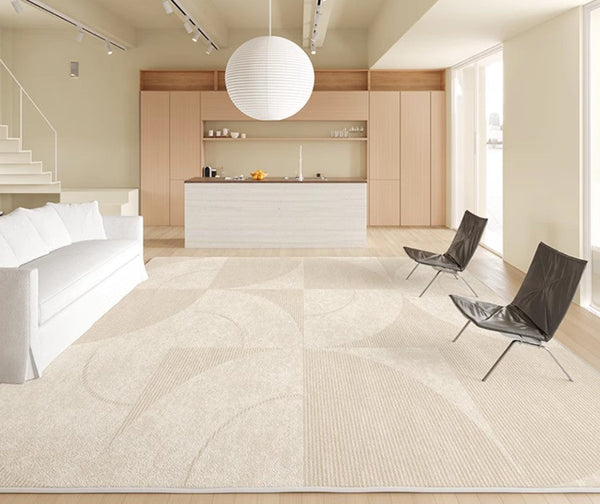 Abstract Contemporary Rugs for Bedroom, Dining Room Floor Rugs, Modern Rugs for Office, Large Cream Color Rugs in Living Room, Modern Rugs under Sofa