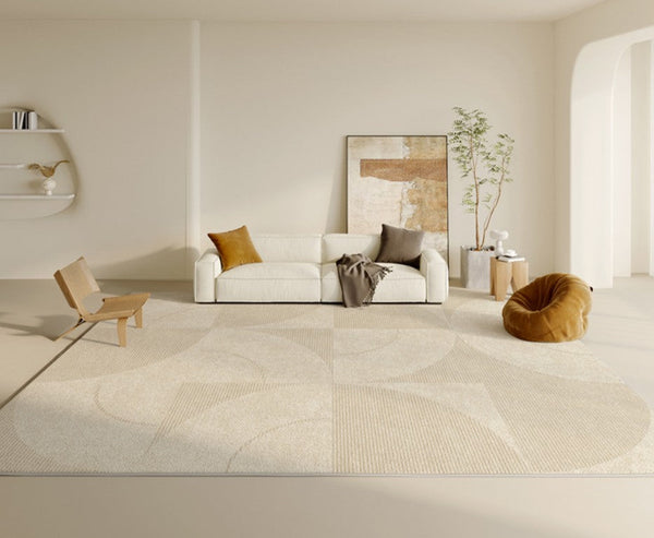 Abstract Contemporary Rugs for Bedroom, Dining Room Floor Rugs, Modern Rugs for Office, Large Cream Color Rugs in Living Room, Modern Rugs under Sofa