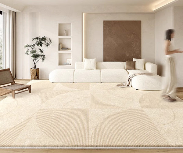 Abstract Contemporary Rugs for Bedroom, Dining Room Floor Rugs, Modern Rugs for Office, Large Cream Color Rugs in Living Room, Modern Rugs under Sofa
