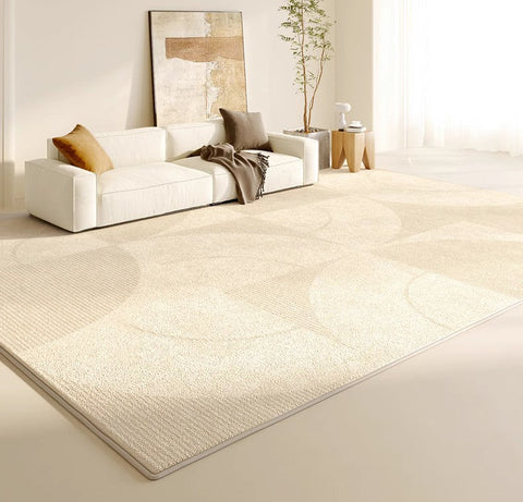 Modern Rugs under Sofa, Abstract Contemporary Rugs for Bedroom, Dining Room Floor Rugs, Modern Rugs for Office, Large Cream Color Rugs in Living Room-Art Painting Canvas