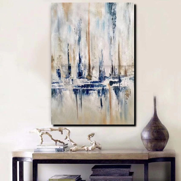 Large Wall Art for Living Room, Acrylic Canvas Paintings, Abstract Sail Boat Painting, Modern Wall Art Paintings, Contemporary Painting-Art Painting Canvas