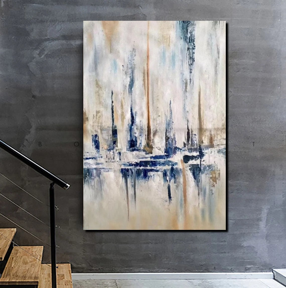 Large Wall Art For Living Room, Abstract Sail Boat Acrylic Canvas Paintings, Modern Contemporary Painting With Heavy Textures