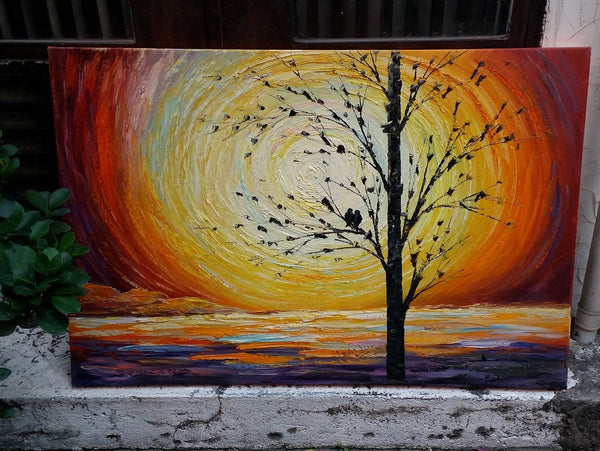 Custom Abstract Painting,Heavy Texture Painting, Original Oil Painting, Abstract Art, Love Birds Painting-Art Painting Canvas