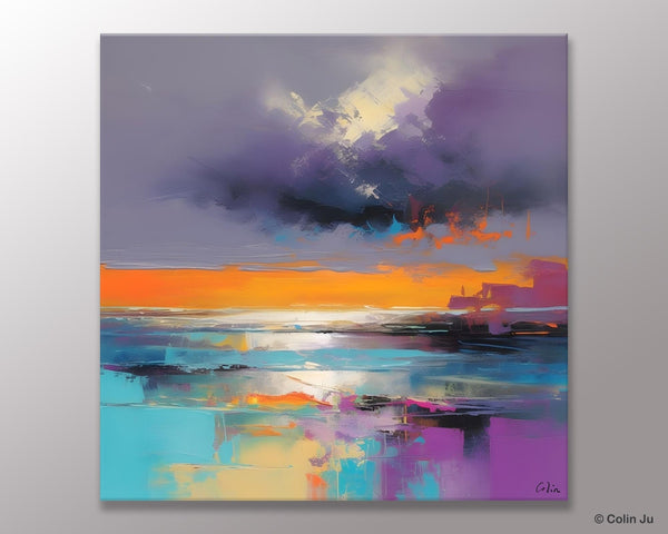 Huge Painting for Living Room, Original Landscape Canvas Art, Contemporary Oil Painting on Canvas, Oversized Landscape Wall Art Paintings-Art Painting Canvas
