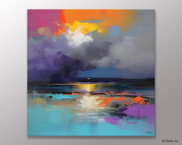 Contemporary Oil Painting on Canvas, Heavy Texture Canvas Art, Original Landscape Canvas Art, Oversized Landscape Wall Art Paintings-Art Painting Canvas