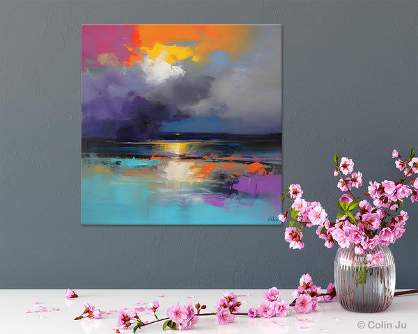 Contemporary Oil Painting on Canvas, Heavy Texture Canvas Art, Original Landscape Canvas Art, Oversized Landscape Wall Art Paintings-Art Painting Canvas