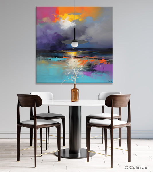 Contemporary Oil Painting on Canvas, Heavy Texture Canvas Art, Original Landscape Canvas Art, Oversized Landscape Wall Art Paintings-Art Painting Canvas