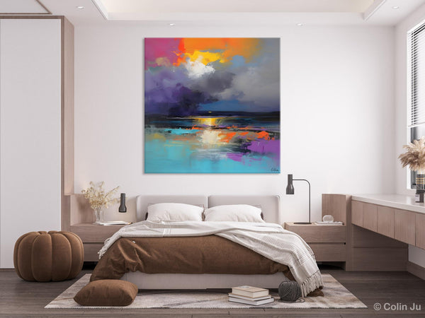 Contemporary Oil Painting on Canvas, Heavy Texture Canvas Art, Original Landscape Canvas Art, Oversized Landscape Wall Art Paintings-Art Painting Canvas