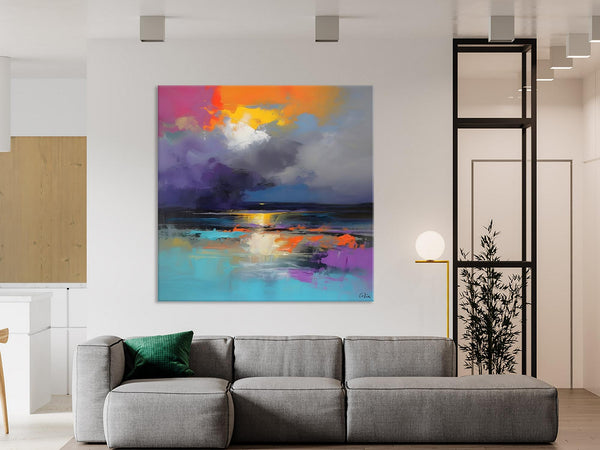 Contemporary Oil Painting on Canvas, Heavy Texture Canvas Art, Original Landscape Canvas Art, Oversized Landscape Wall Art Paintings-Art Painting Canvas