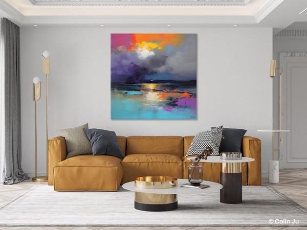 Contemporary Oil Painting on Canvas, Heavy Texture Canvas Art, Original Landscape Canvas Art, Oversized Landscape Wall Art Paintings-Art Painting Canvas