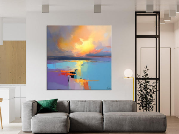 Canvas Painting for Living Room, Original Modern Wall Art Painting, Abstract Landscape Paintings, Oversized Contemporary Abstract Artwork-Art Painting Canvas
