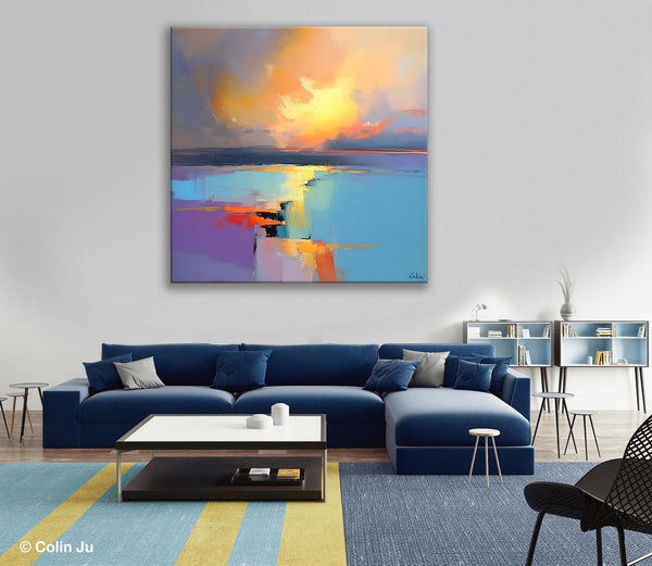 Canvas Painting for Living Room, Original Modern Wall Art Painting, Abstract Landscape Paintings, Oversized Contemporary Abstract Artwork-Art Painting Canvas