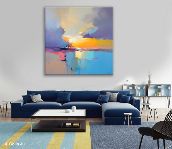 Original Modern Wall Art Painting, Abstract Landscape Paintings, Canvas Painting for Living Room, Oversized Contemporary Abstract Artwork-Art Painting Canvas