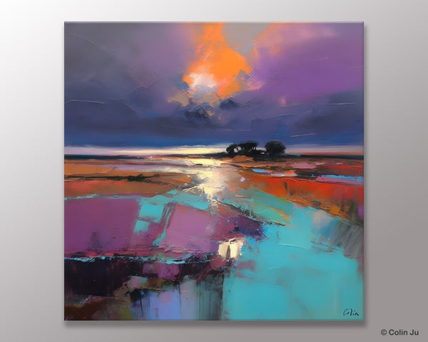 Canvas Painting for Living Room, Original Modern Wall Art Painting, Abstract Landscape Paintings, Oversized Contemporary Abstract Artwork-Art Painting Canvas