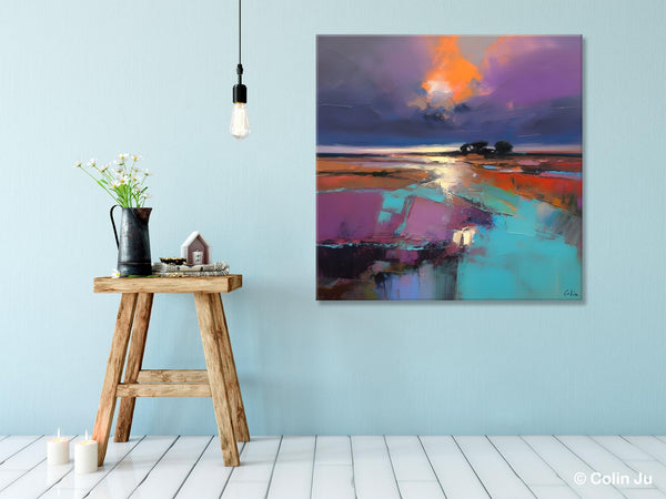 Canvas Painting for Living Room, Original Modern Wall Art Painting, Abstract Landscape Paintings, Oversized Contemporary Abstract Artwork-Art Painting Canvas