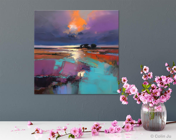 Canvas Painting for Living Room, Original Modern Wall Art Painting, Abstract Landscape Paintings, Oversized Contemporary Abstract Artwork-Art Painting Canvas