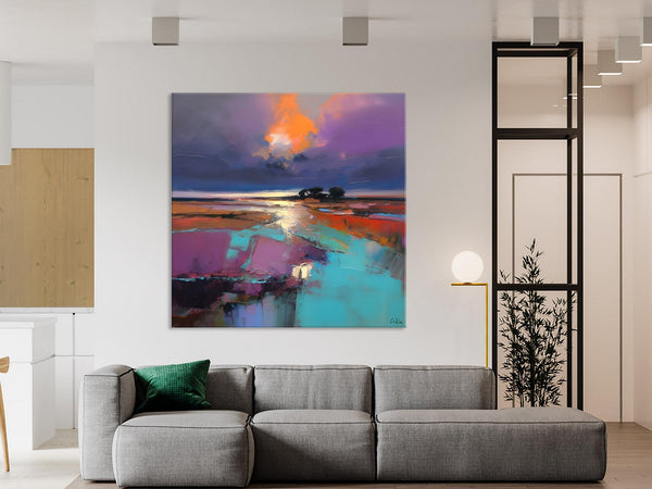 Canvas Painting for Living Room, Original Modern Wall Art Painting, Abstract Landscape Paintings, Oversized Contemporary Abstract Artwork-Art Painting Canvas