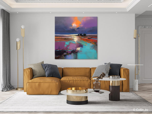 Canvas Painting for Living Room, Original Modern Wall Art Painting, Abstract Landscape Paintings, Oversized Contemporary Abstract Artwork-Art Painting Canvas