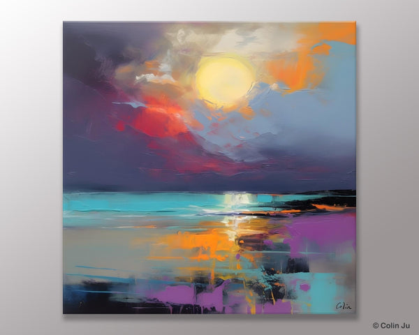 Abstract Landscape Paintings, Simple Wall Art Ideas, Original Landscape Abstract Painting, Large Landscape Canvas Paintings, Buy Art Online-Art Painting Canvas