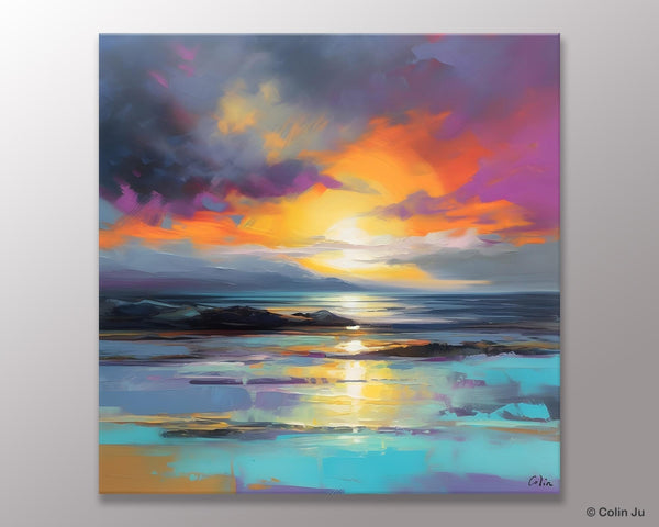 Large Art Painting for Living Room, Original Landscape Canvas Art, Contemporary Acrylic Painting on Canvas, Oversized Landscape Wall Art Paintings-Art Painting Canvas
