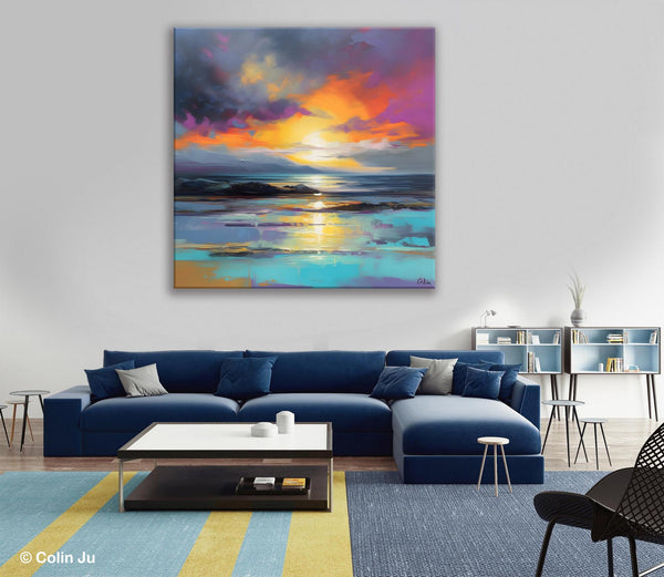 Large Art Painting for Living Room, Original Landscape Canvas Art, Contemporary Acrylic Painting on Canvas, Oversized Landscape Wall Art Paintings-Art Painting Canvas