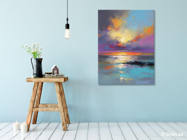 Oil Painting on Canvas, Extra Large Modern Wall Art, Landscape Canvas Paintings for Dining Room, Original Landscape Abstract Painting-Art Painting Canvas