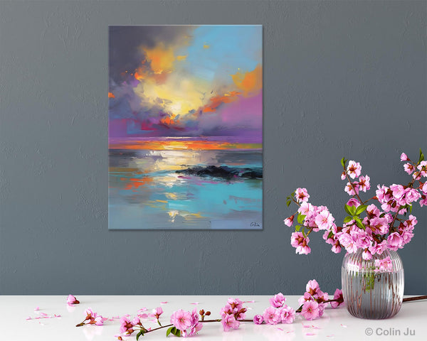 Oil Painting on Canvas, Extra Large Modern Wall Art, Landscape Canvas Paintings for Dining Room, Original Landscape Abstract Painting-Art Painting Canvas