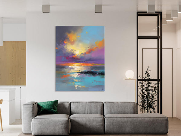 Oil Painting on Canvas, Extra Large Modern Wall Art, Landscape Canvas Paintings for Dining Room, Original Landscape Abstract Painting-Art Painting Canvas