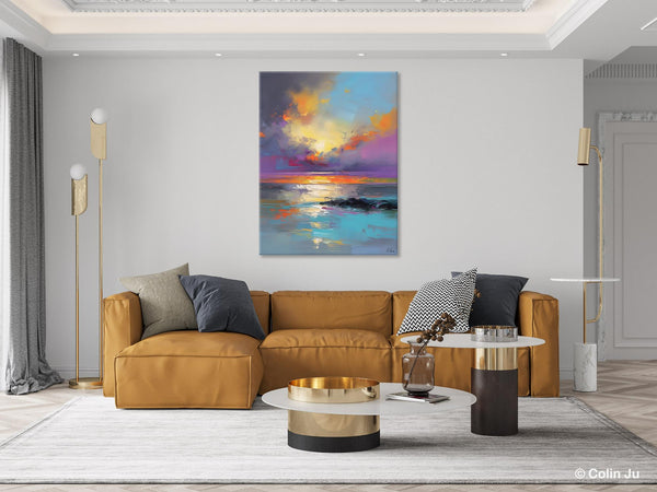 Oil Painting on Canvas, Extra Large Modern Wall Art, Landscape Canvas Paintings for Dining Room, Original Landscape Abstract Painting-Art Painting Canvas