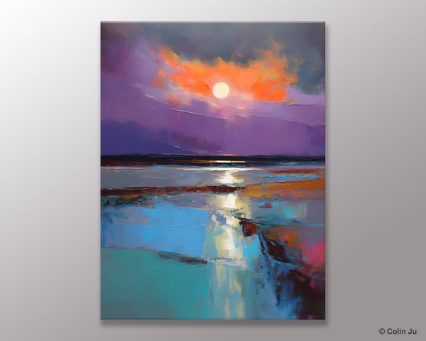 Extra Large Modern Wall Art, Landscape Canvas Paintings for Dining Room, Oil Painting on Canvas, Original Landscape Abstract Painting-Art Painting Canvas