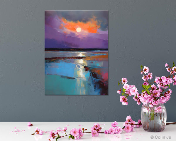 Extra Large Modern Wall Art, Landscape Canvas Paintings for Dining Room, Oil Painting on Canvas, Original Landscape Abstract Painting-Art Painting Canvas
