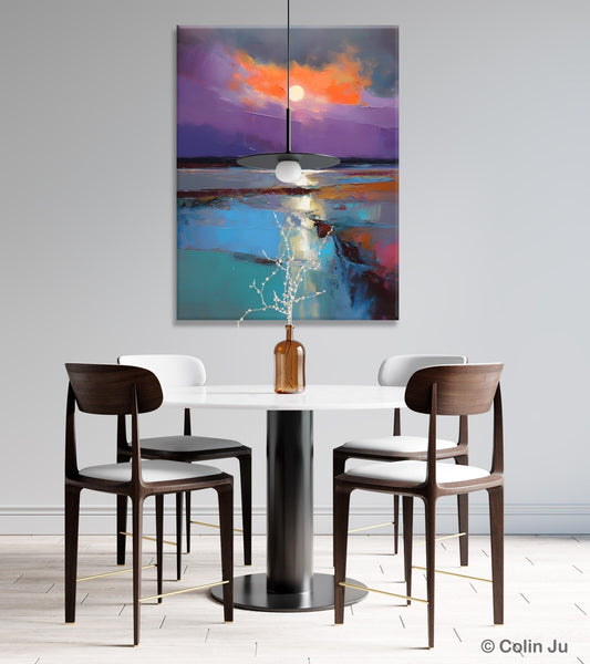 Extra Large Modern Wall Art, Landscape Canvas Paintings for Dining Room, Oil Painting on Canvas, Original Landscape Abstract Painting-Art Painting Canvas