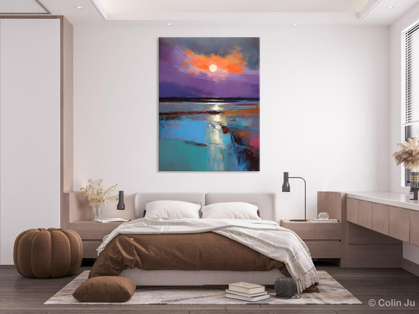 Extra Large Modern Wall Art, Landscape Canvas Paintings for Dining Room, Oil Painting on Canvas, Original Landscape Abstract Painting-Art Painting Canvas
