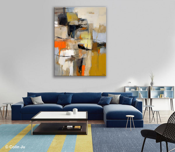 Acrylic Abstract Painting Behind Sofa, Large Painting on Canvas, Living Room Wall Art Paintings, Original Abstract Painting on Canvas-Art Painting Canvas