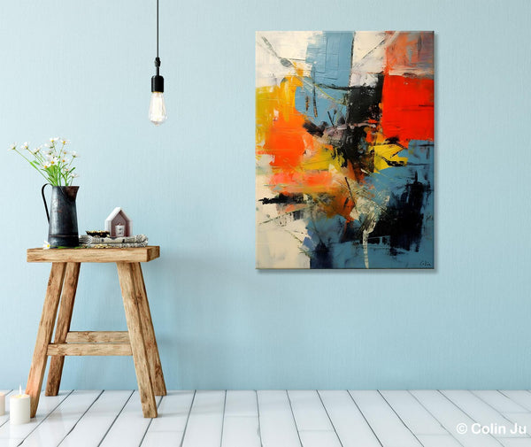 Abstract Paintings for Dining Room, Modern Paintings Behind Sofa, Buy Paintings Online, Original Palette Knife Canvas Art, Impasto Wall Art-Art Painting Canvas