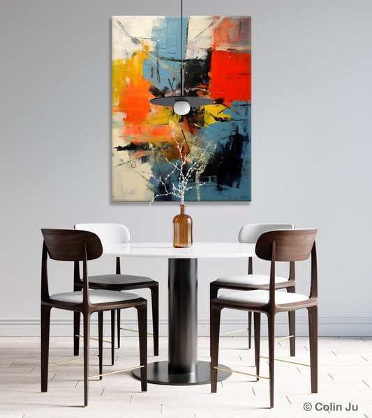Abstract Paintings for Dining Room, Modern Paintings Behind Sofa, Buy Paintings Online, Original Palette Knife Canvas Art, Impasto Wall Art-Art Painting Canvas