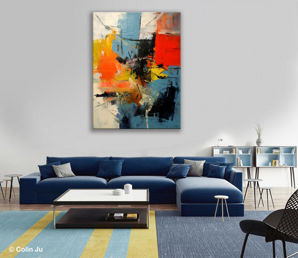 Abstract Paintings for Dining Room, Modern Paintings Behind Sofa, Buy Paintings Online, Original Palette Knife Canvas Art, Impasto Wall Art-Art Painting Canvas