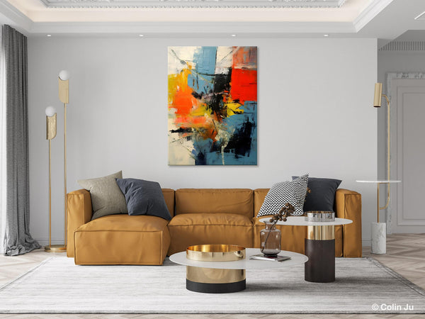 Abstract Paintings for Dining Room, Modern Paintings Behind Sofa, Buy Paintings Online, Original Palette Knife Canvas Art, Impasto Wall Art-Art Painting Canvas