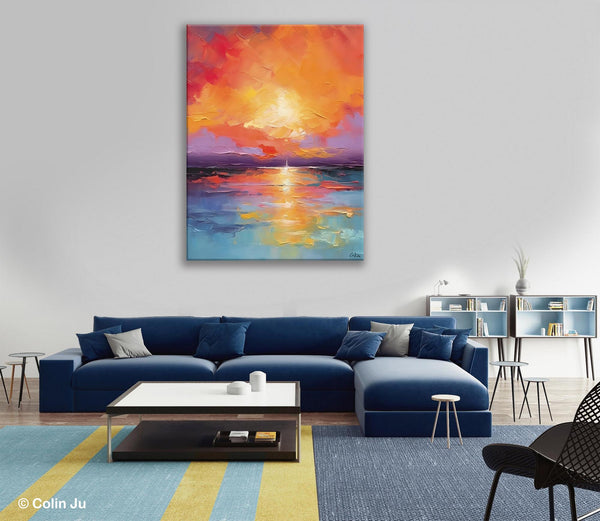 Modern Landscape Paintings, Oversized Contemporary Canvas Paintings, Extra Large Canvas Painting for Living Room, Original Canvas Wall Art-Art Painting Canvas