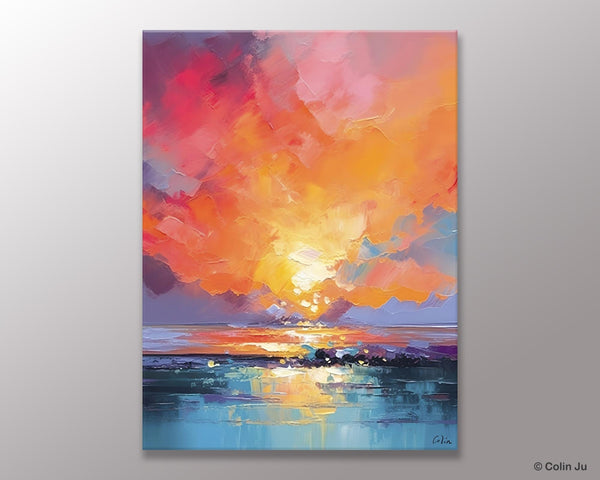 Palette Knife Canvas Art, Modern Landscape Paintings, Oversized Contemporary Canvas Paintings, Extra Large Canvas Painting for Living Room-Art Painting Canvas