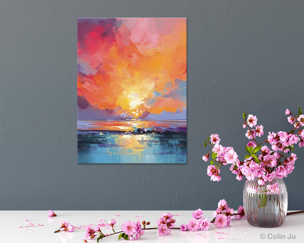 Palette Knife Canvas Art, Modern Landscape Paintings, Oversized Contemporary Canvas Paintings, Extra Large Canvas Painting for Living Room-Art Painting Canvas