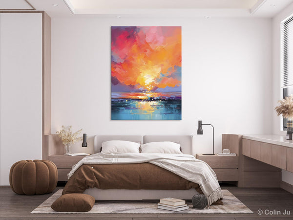 Palette Knife Canvas Art, Modern Landscape Paintings, Oversized Contemporary Canvas Paintings, Extra Large Canvas Painting for Living Room-Art Painting Canvas