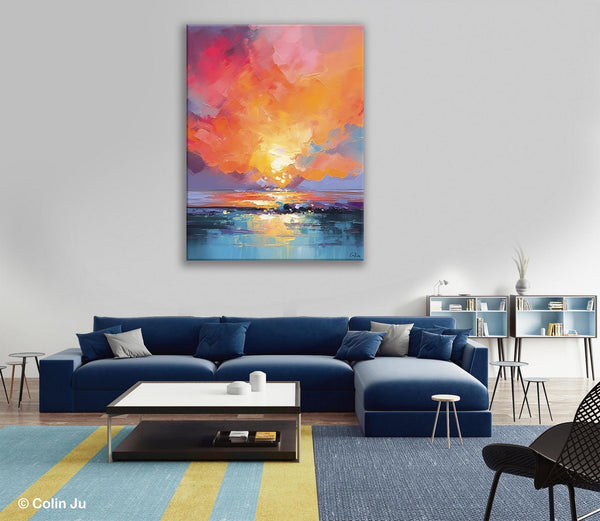 Palette Knife Canvas Art, Modern Landscape Paintings, Oversized Contemporary Canvas Paintings, Extra Large Canvas Painting for Living Room-Art Painting Canvas