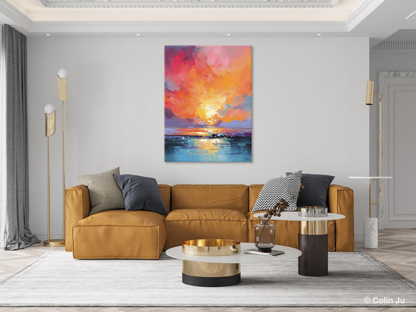 Palette Knife Canvas Art, Modern Landscape Paintings, Oversized Contemporary Canvas Paintings, Extra Large Canvas Painting for Living Room-Art Painting Canvas